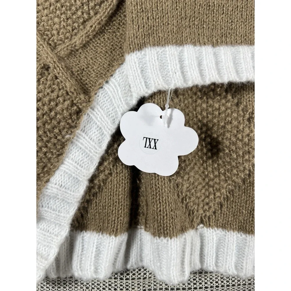 Lorehelina Dog Cable Knit Sweater XXL Brown White Warm Pet Apparel